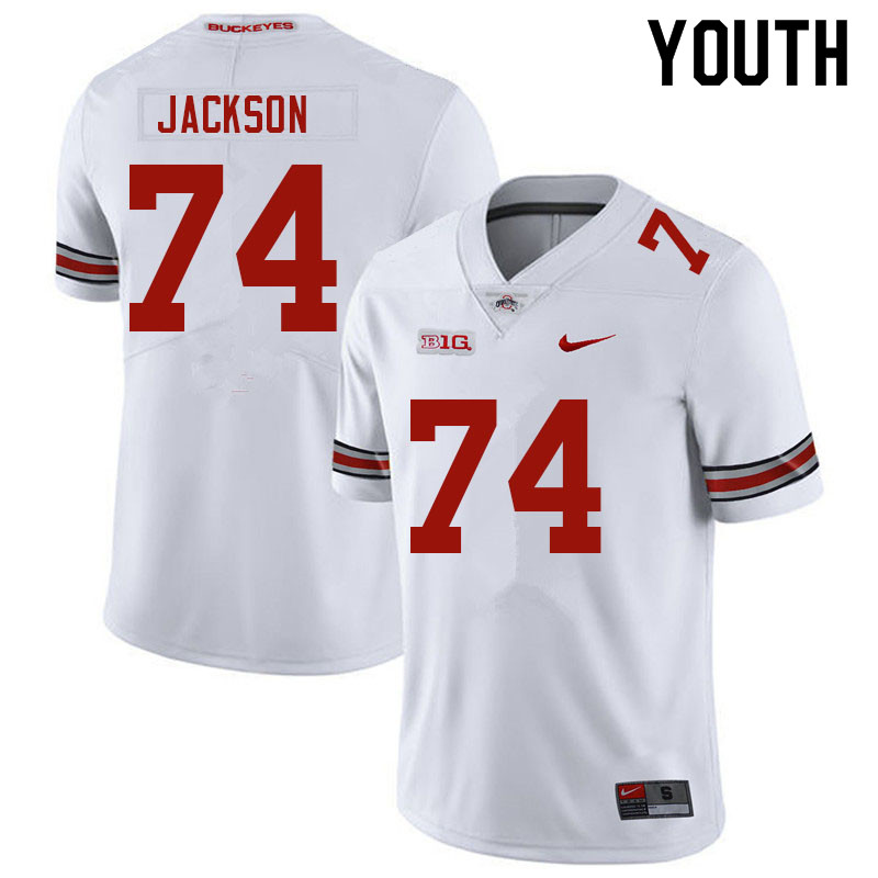 Youth Ohio State Buckeyes #74 Donovan Jackson White Authentic College Stitched Football Jersey 23KD048EG